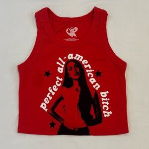 Olivia Rodrigo Official Merch— Red Cropped Graphic Top